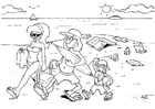 Coloring pages to leave rubbish on the beach