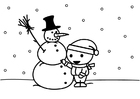 Coloring page to make a snowman