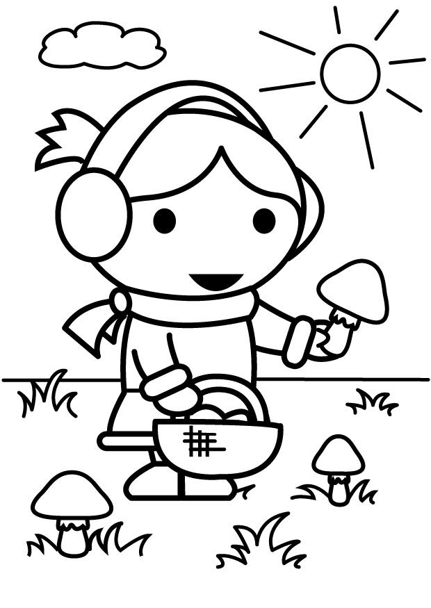Coloring page to pick mushrooms