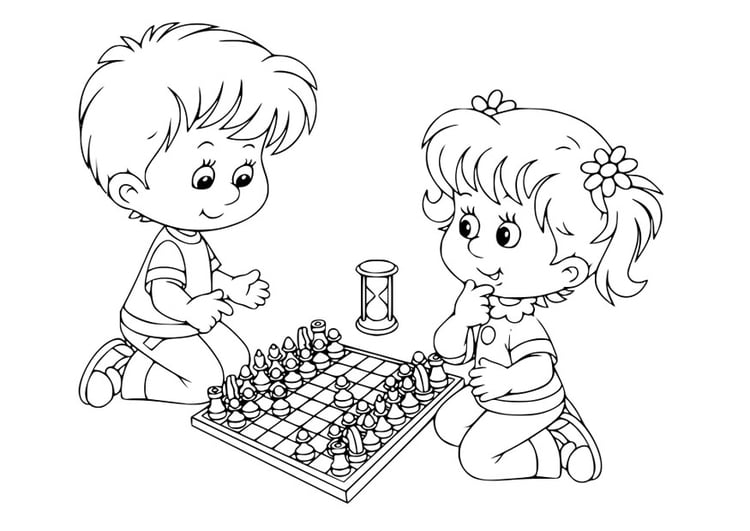 Coloring page to play chess