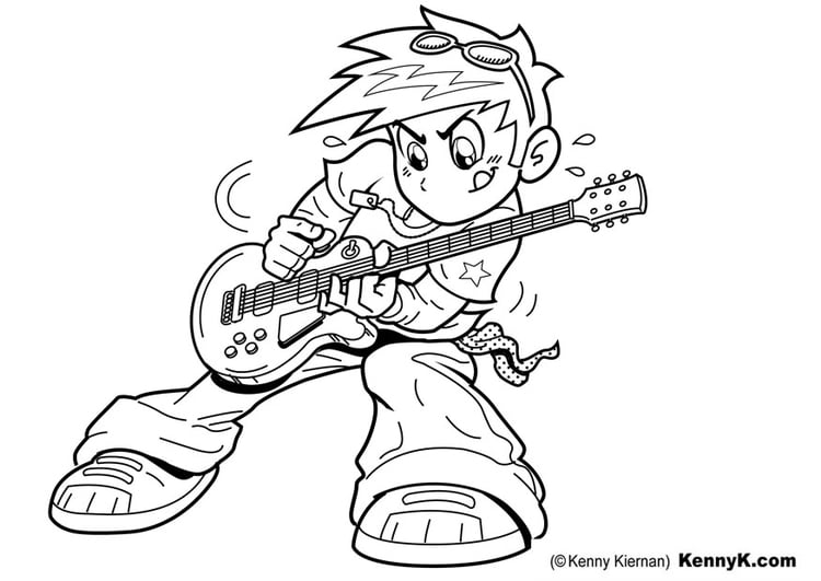 Coloring page to play guitar