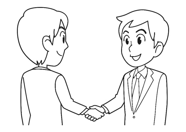 Coloring page to shake hands