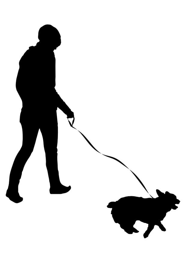 Coloring page to walk the dog