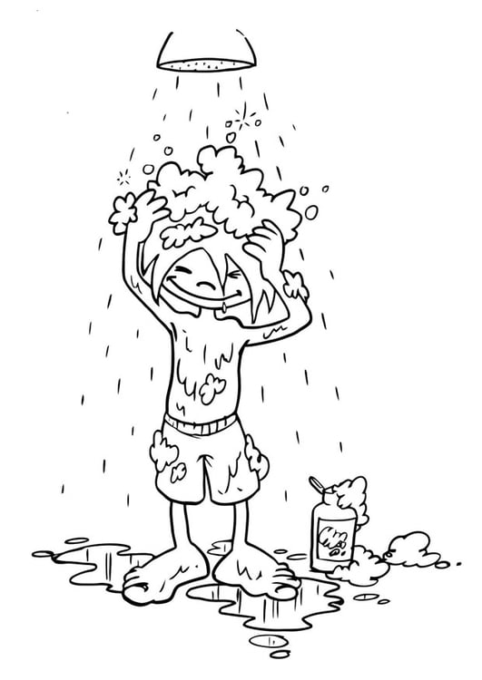 Coloring page to wash one's hair