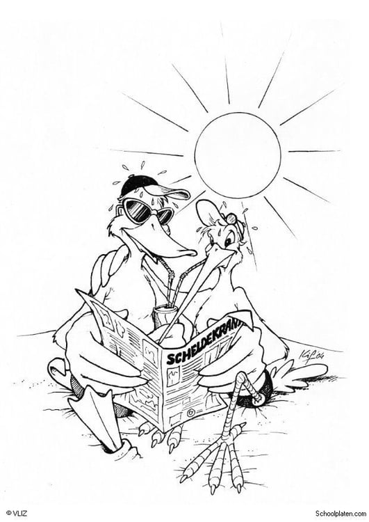 Coloring page together at the beach
