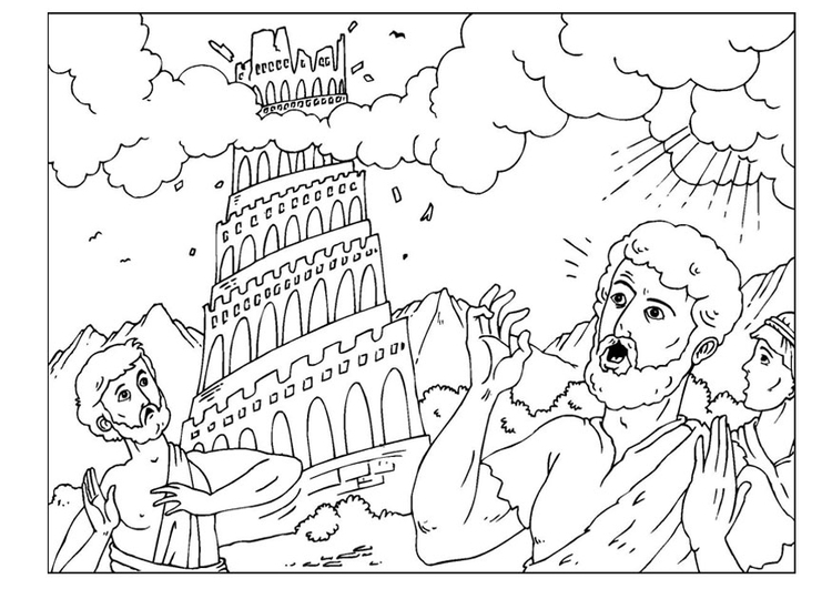 Coloring page tower of Babel