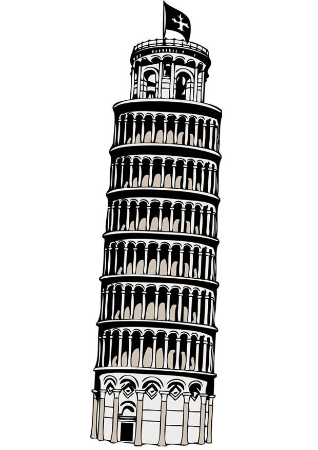 Coloring page tower of Pisa