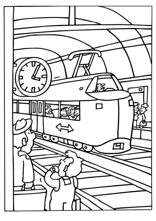 Coloring page train station