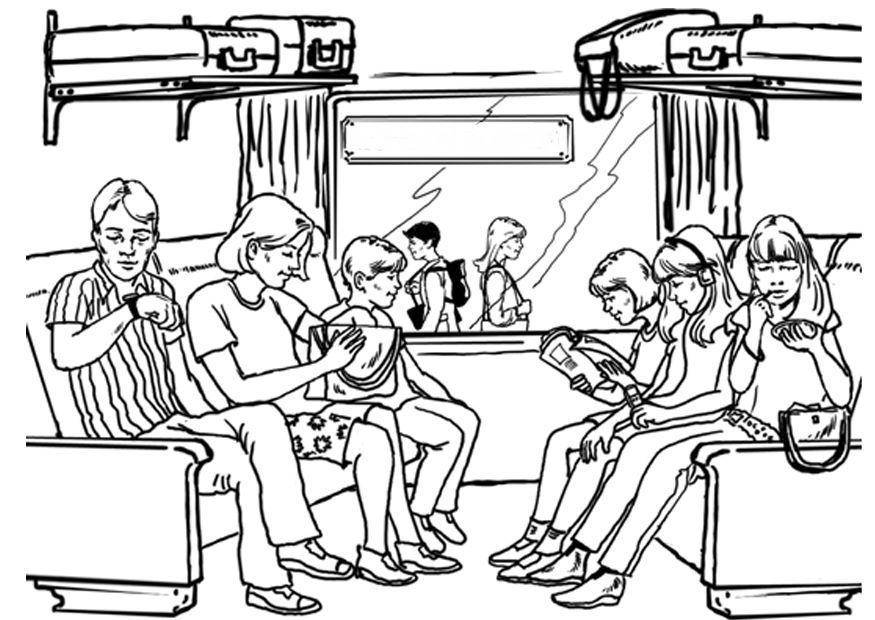 Coloring page train travel