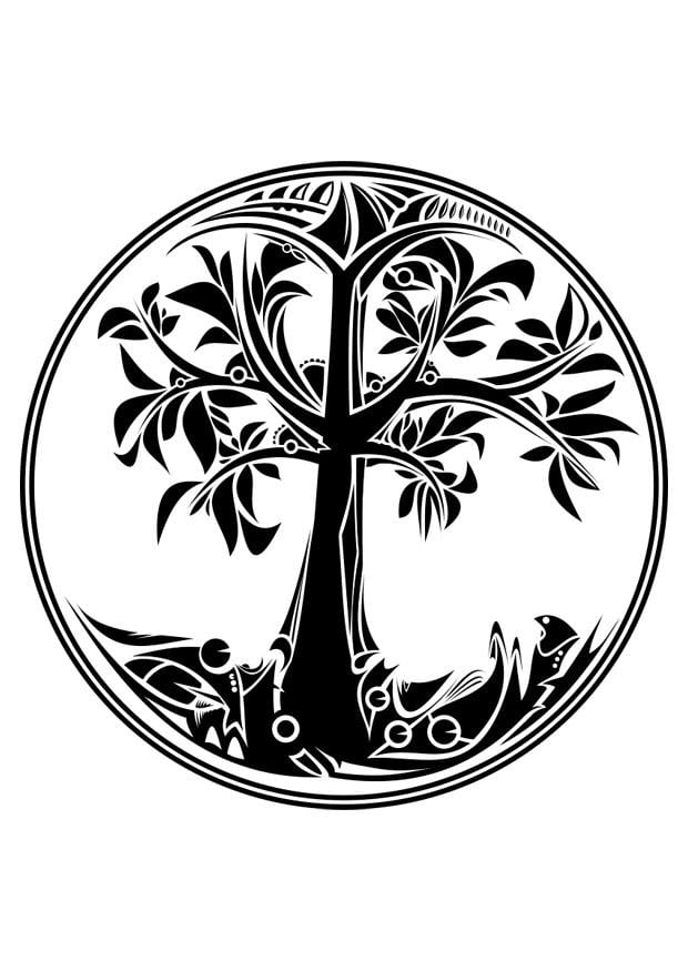 Coloring page tree of life