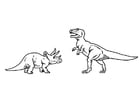 Coloring pages triceratops and t-rex