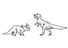 Coloring page triceratops and t-rex