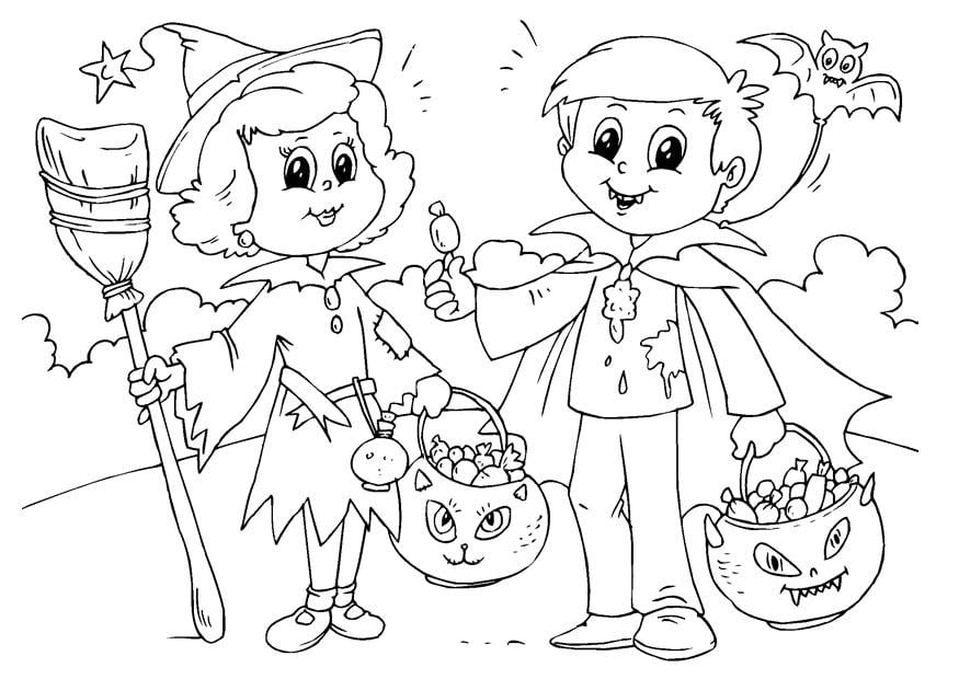 Coloring page trick or treat