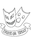 Coloring page trick or treat masks