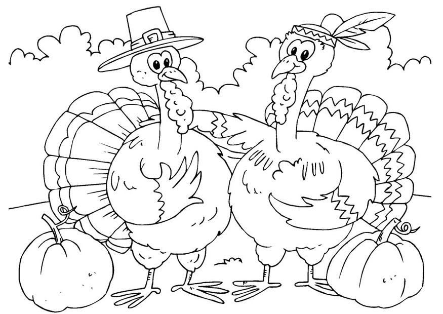 Coloring page turkeys