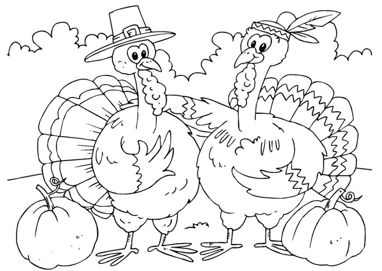 Coloring page turkeys