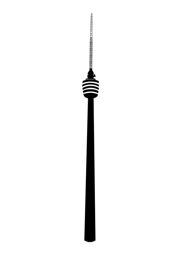 Coloring page TV tower Stuttgart