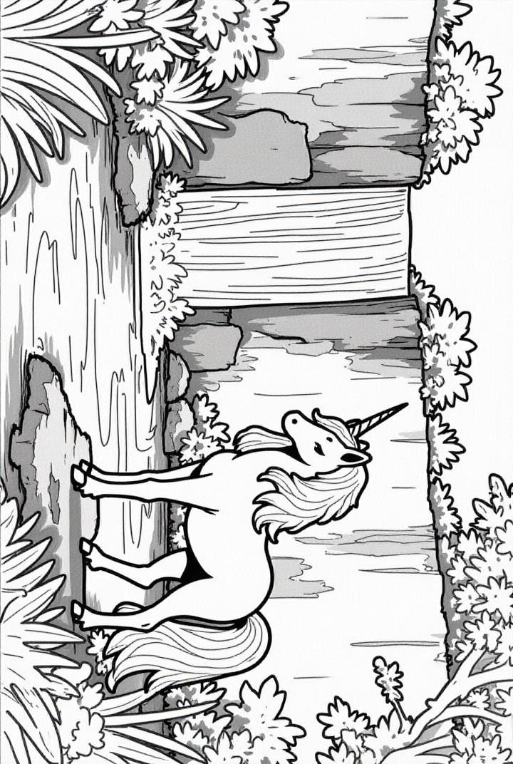 unicorn at the waterfall