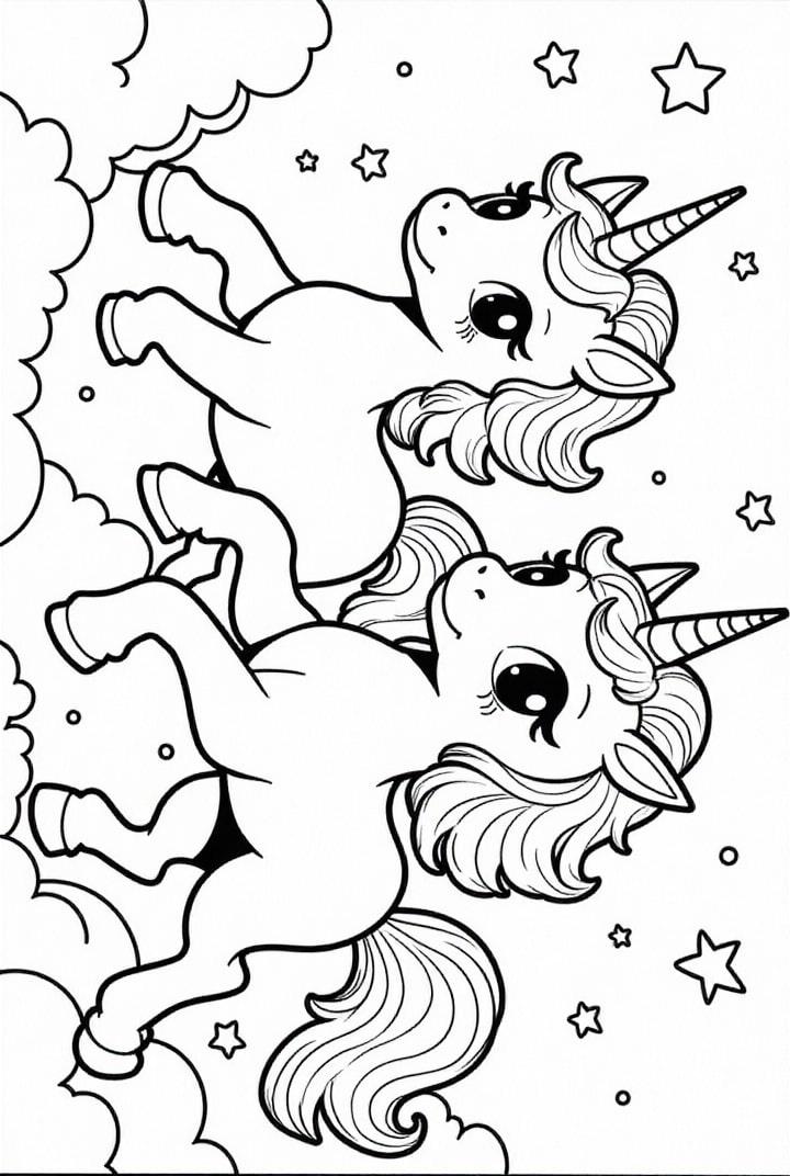 unicorn friends fly to the stars