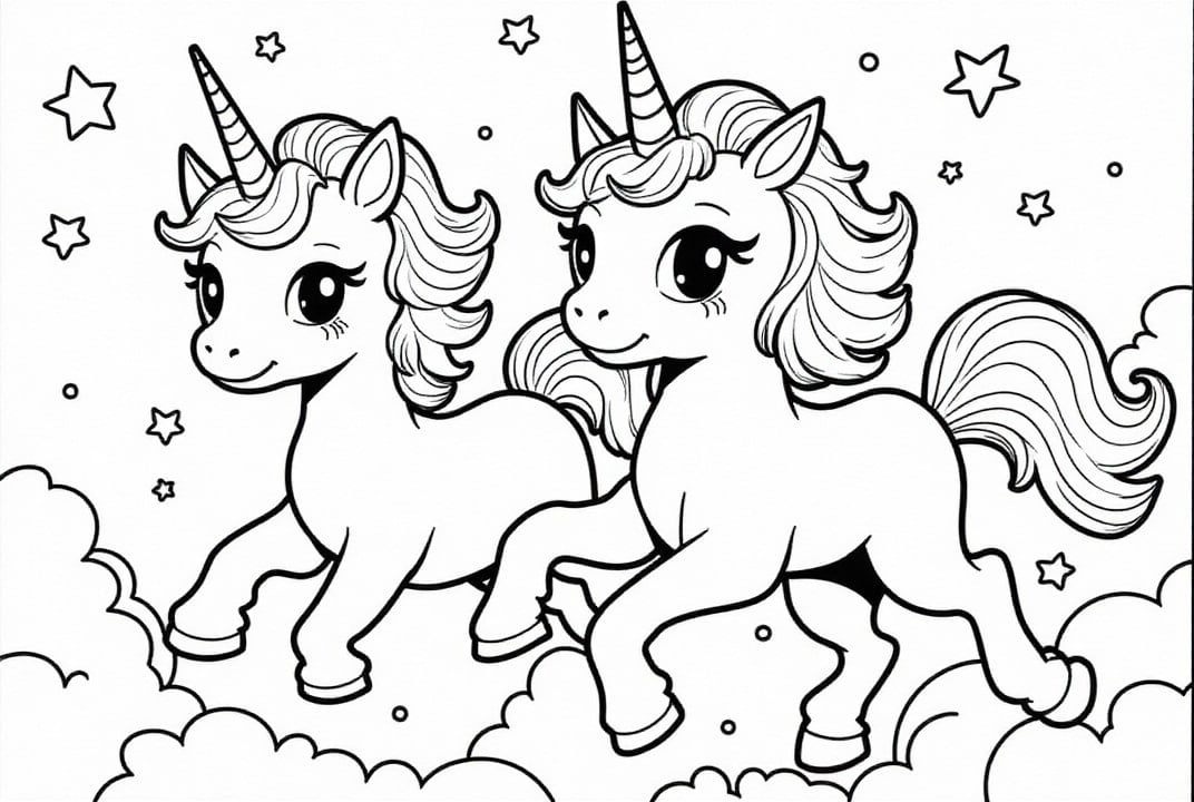 unicorn friends fly to the stars