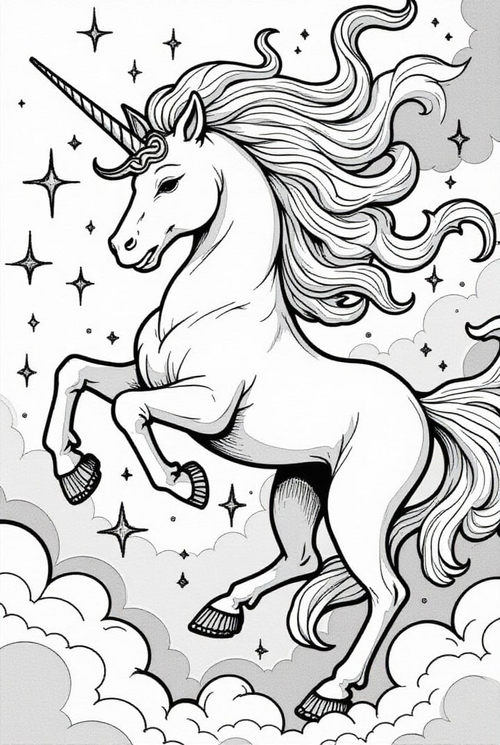 unicorn in the magical night