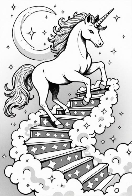 unicorn on the magic staircase