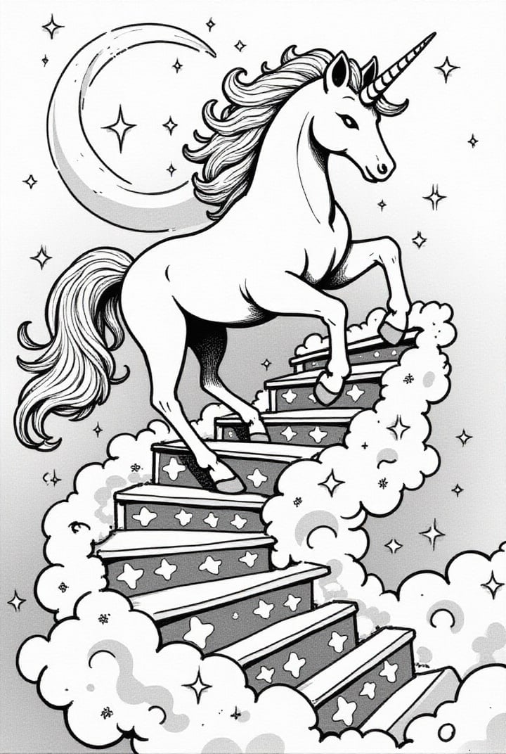 unicorn on the magic staircase