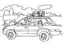 Coloring page vacation by car