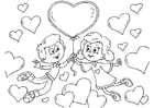 Coloring page Valentine children