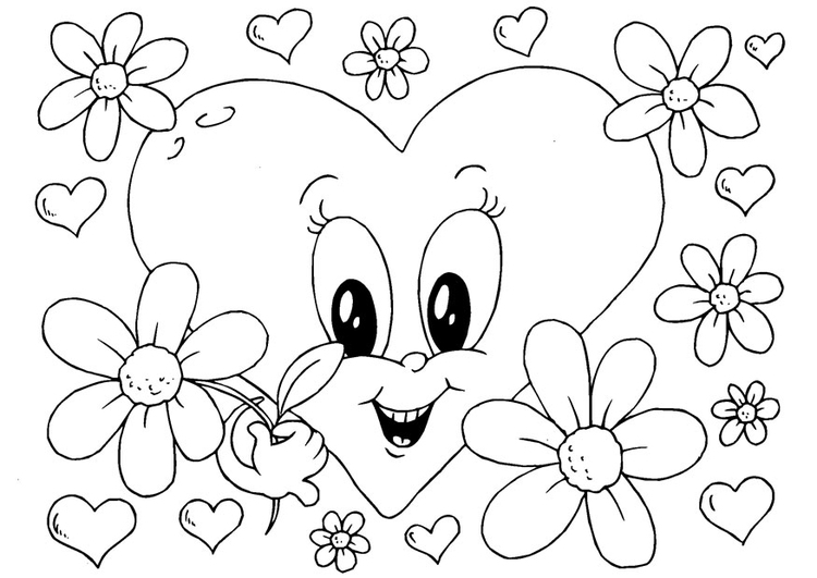 Coloring page Valentine flowers