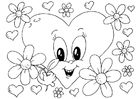 Coloring page Valentine flowers