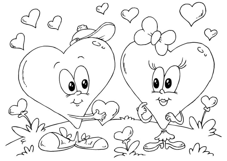 Coloring page Valentine hearts