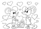 Coloring page Valentine mice