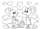 Coloring page Valentine mice