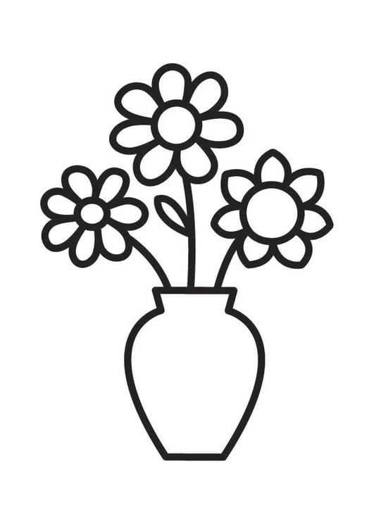 Coloring page Vase with flowers