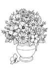 Coloring pages Vase with wild flowers