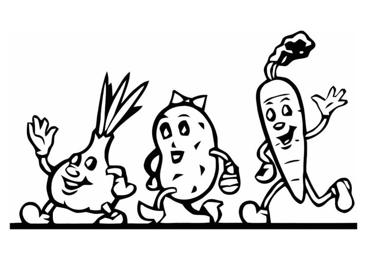 Coloring page veggies on parade