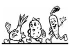 Coloring page veggies on parade