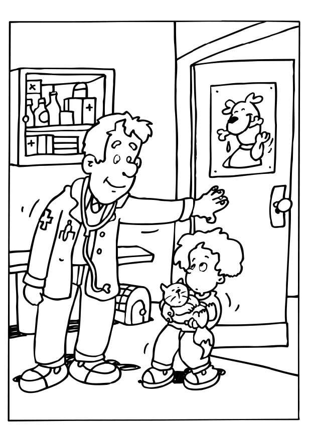 Coloring page veterinary surgeon