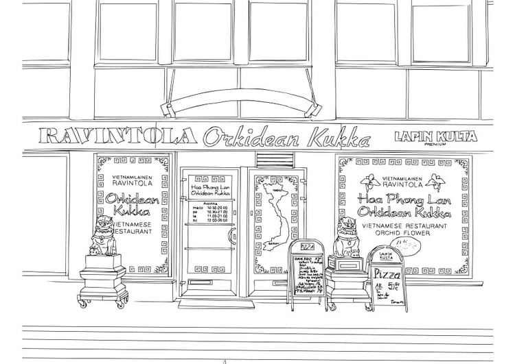 Coloring page Vietnamese restaurant