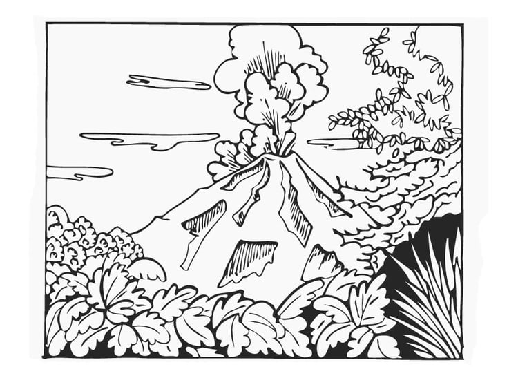 Coloring page volcano