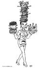 Coloring page waitress