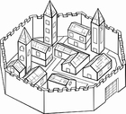 Coloring page walled city