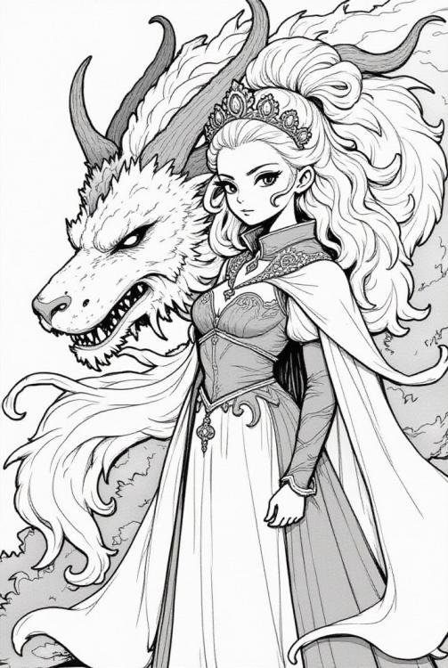 warrior princess with her dragon