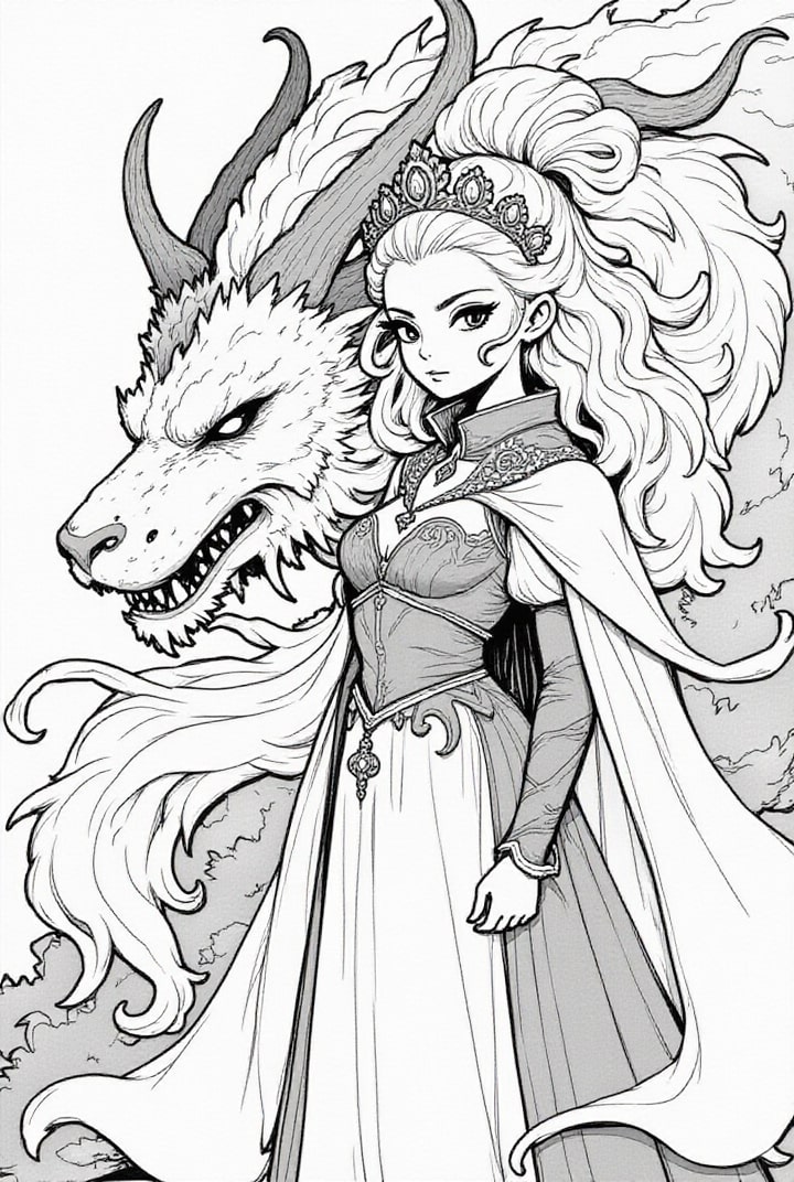warrior princess with her dragon