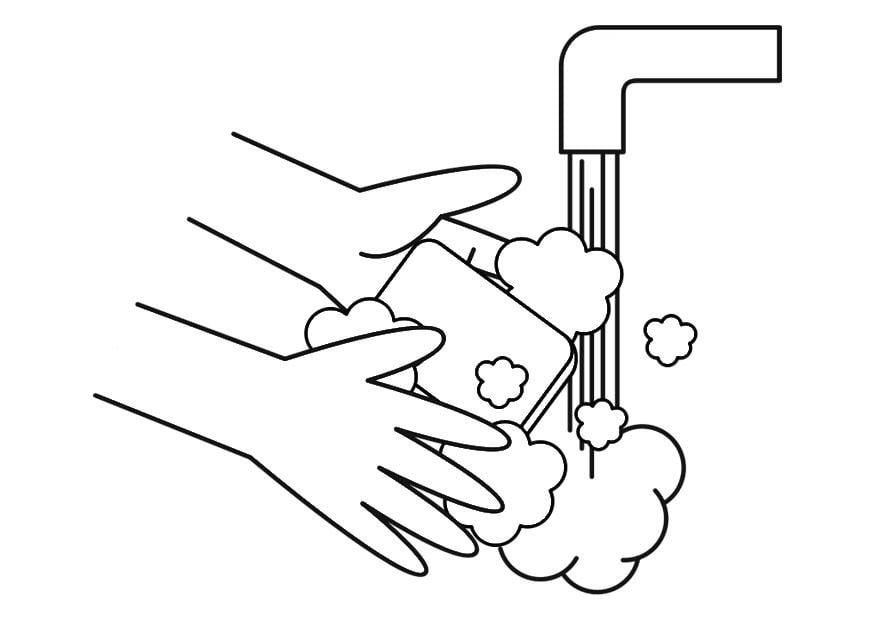 Coloring page wash hands