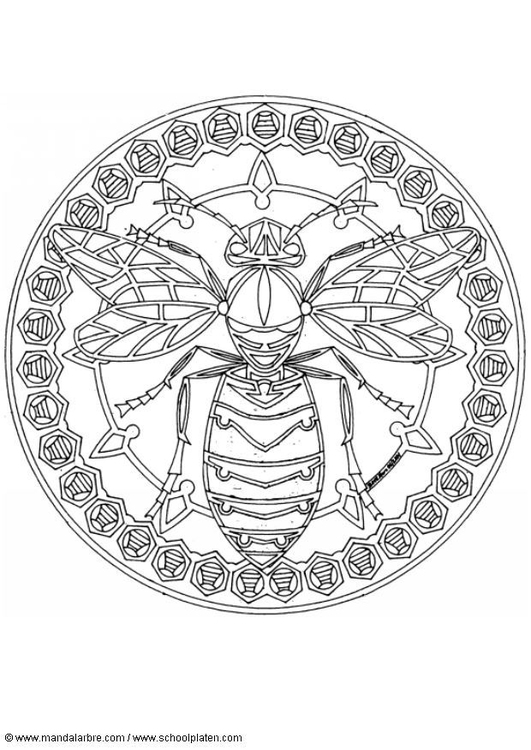 Coloring page wasp mandala