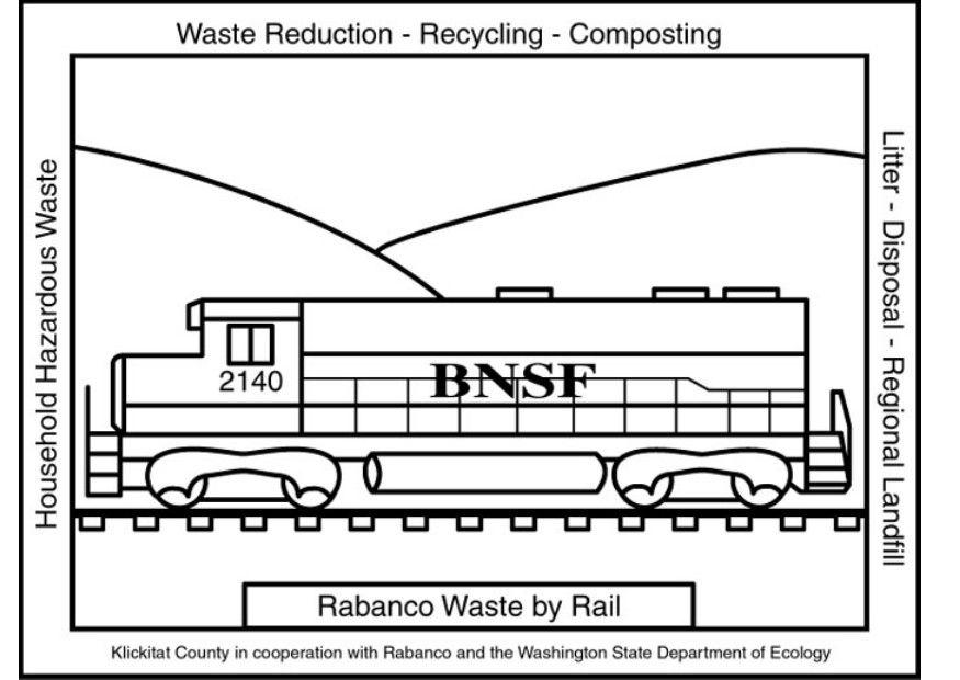 Coloring page waste container train