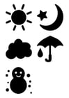 Coloring pages weather pictograms