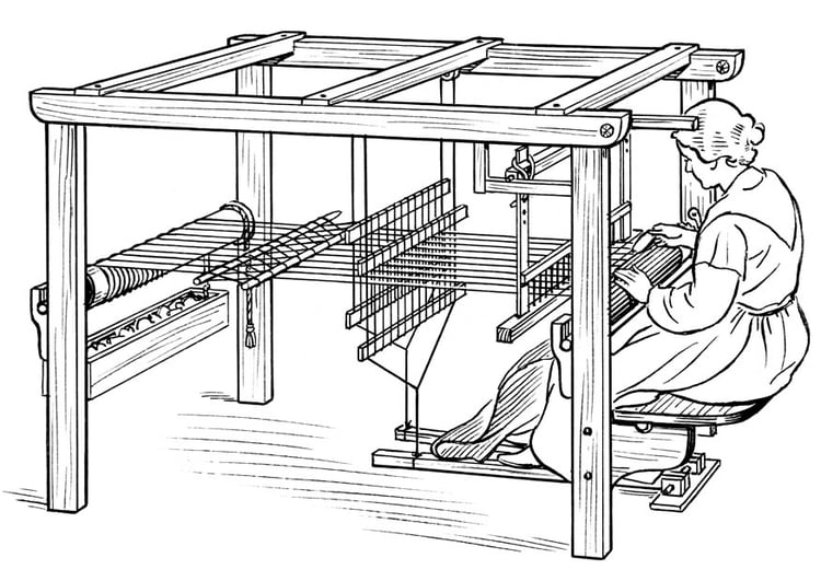 Coloring page weaver at loom